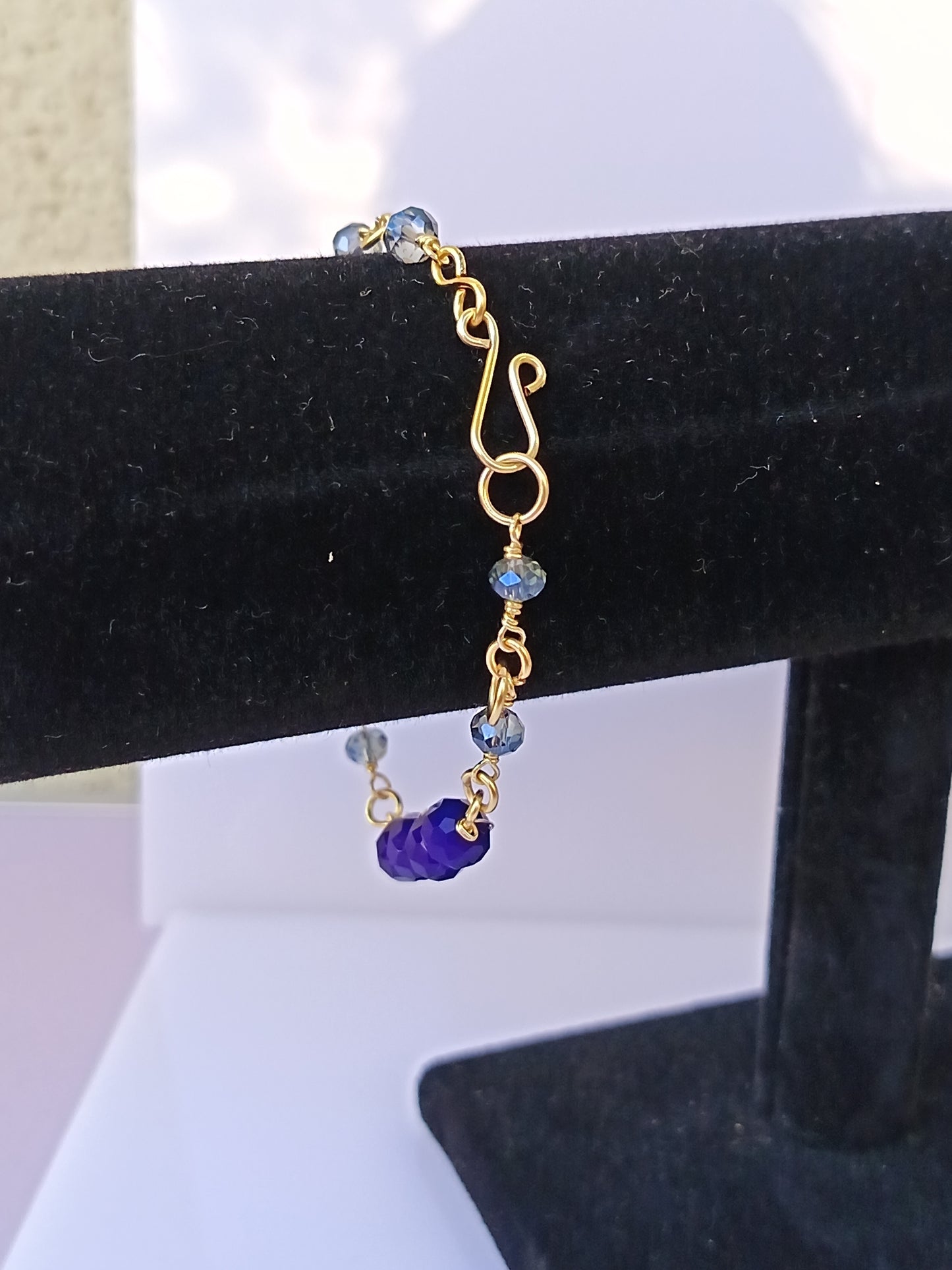 Pulsera nudo de cristales checos Azul
