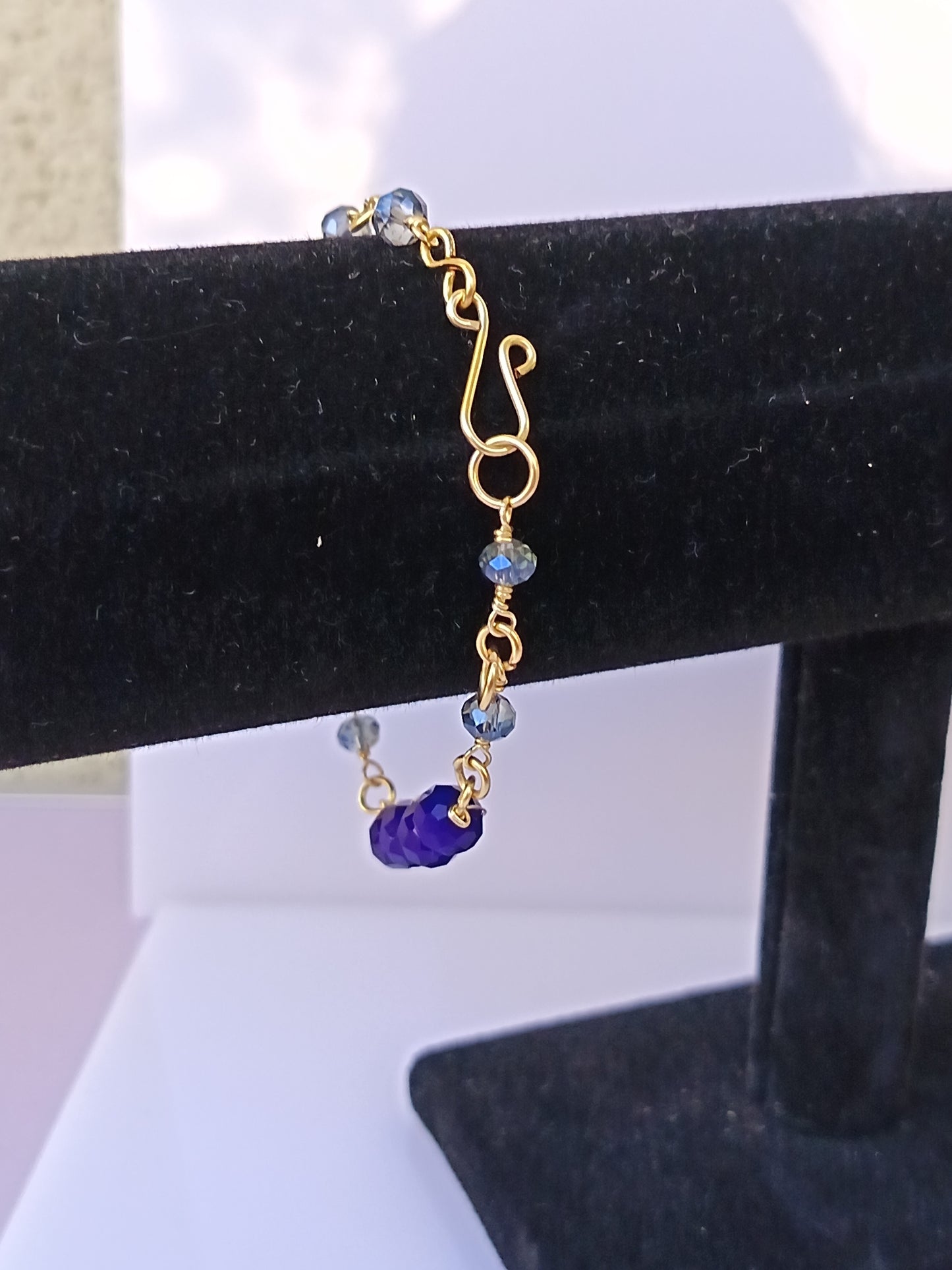 Pulsera nudo de cristales checos Azul