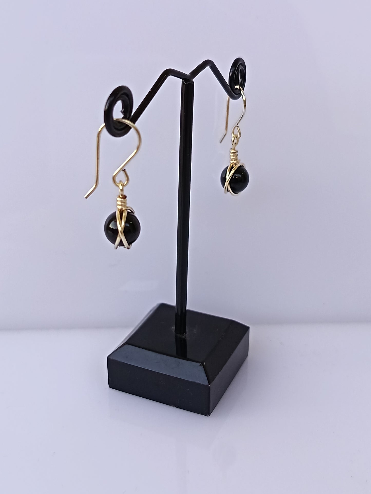 Aretes de piedra onix negro