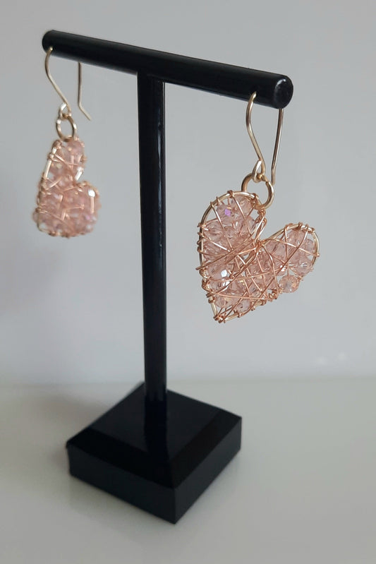 Aros Corazón Dorado_Rosa