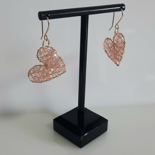 Aros Corazón Dorado_Rosa