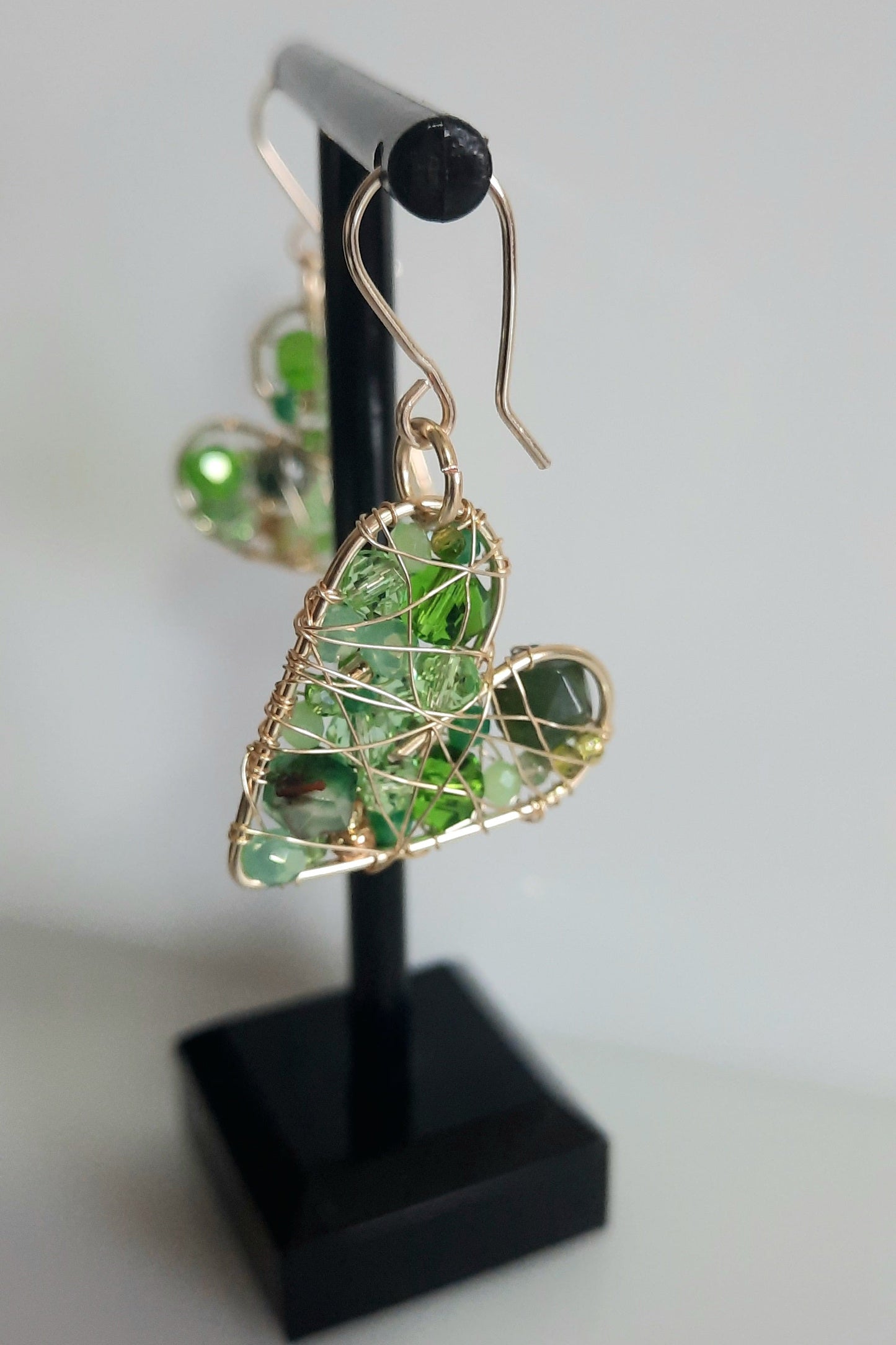 Aros Corazón Dorado-Verde