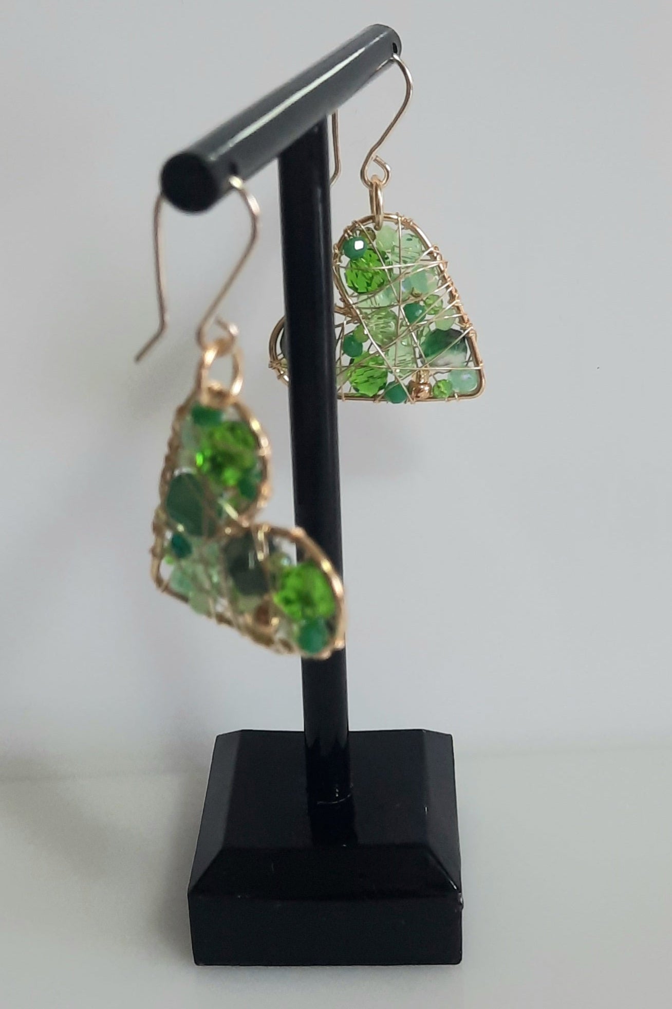 Aros Corazón Dorado-Verde