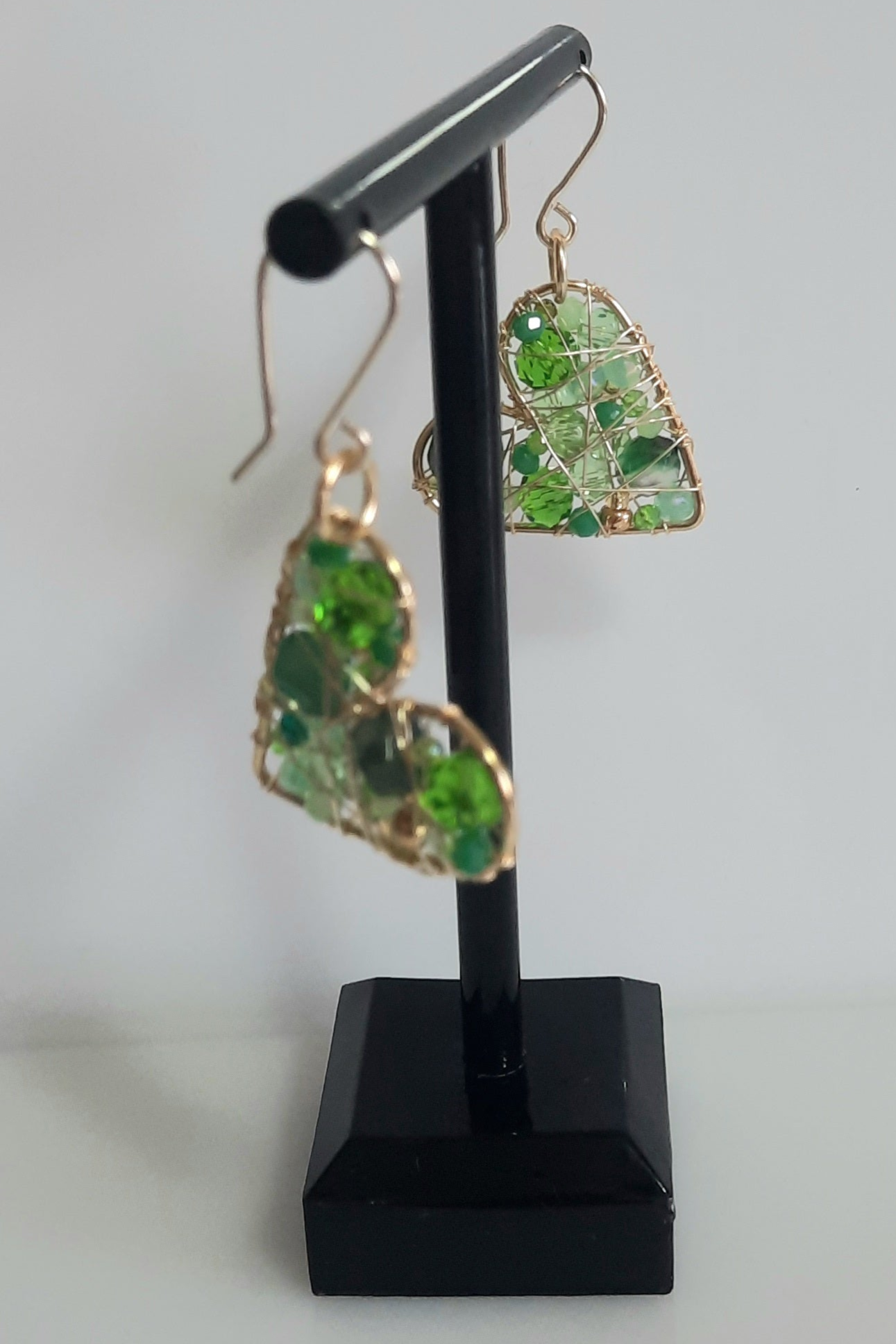 Aros Corazón Dorado-Verde