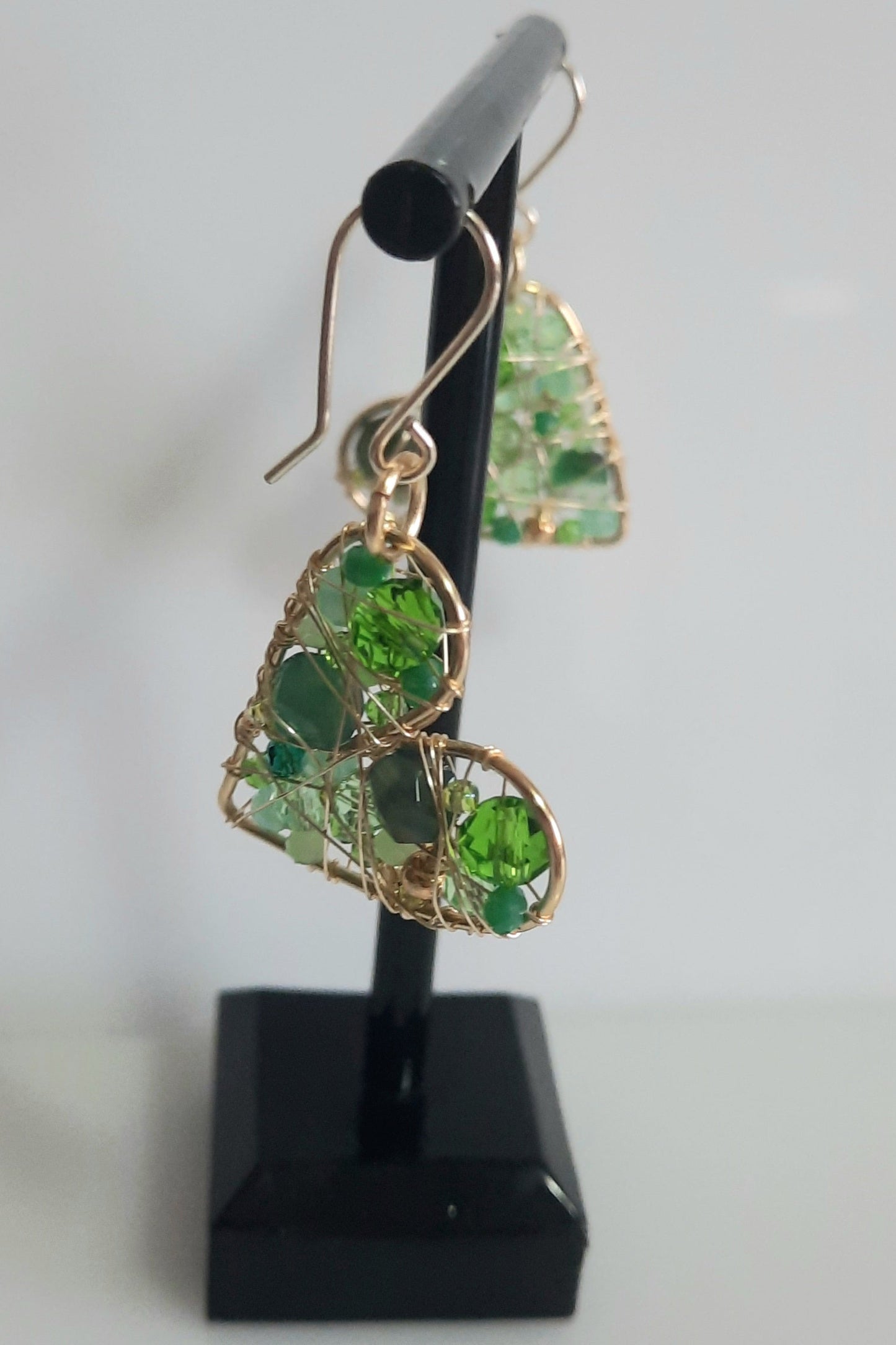 Aros Corazón Dorado-Verde