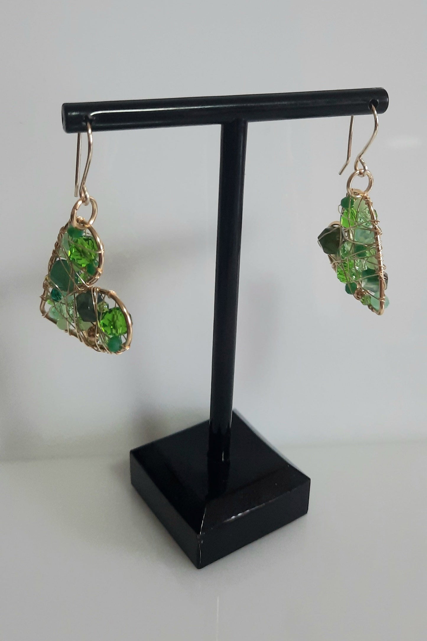 Aros Corazón Dorado-Verde