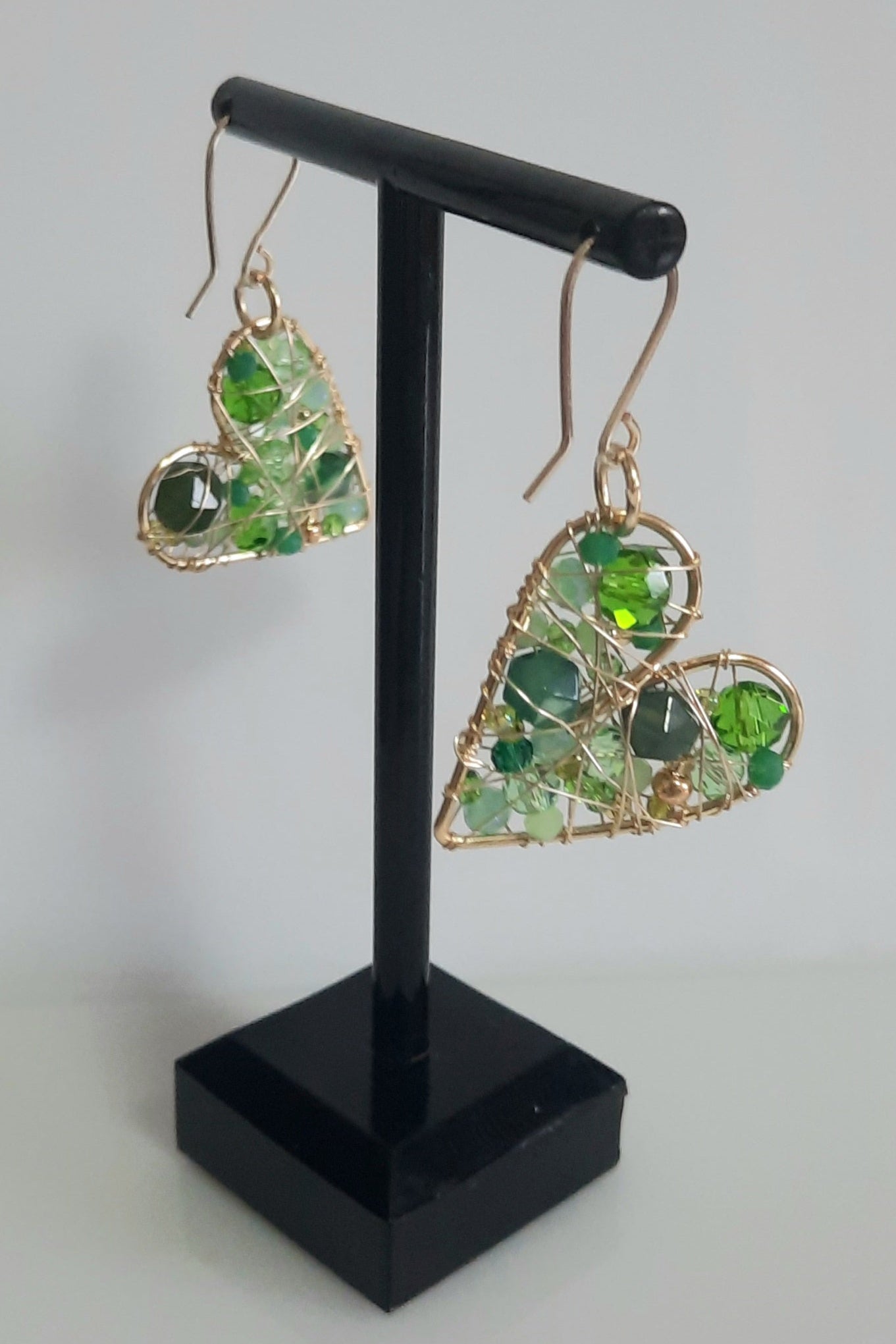 Aros Corazón Dorado-Verde