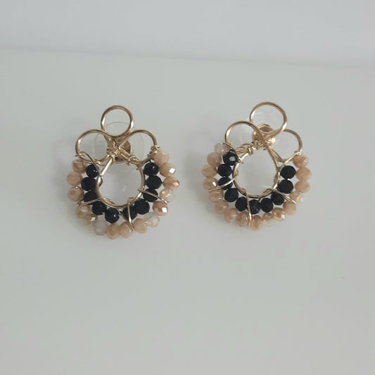 Aros Clavito Beige y Negro