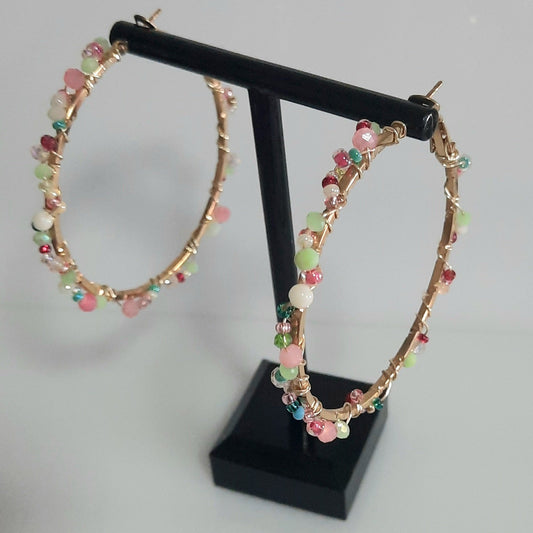 Aros Circulares RosadoVerde_Dorado