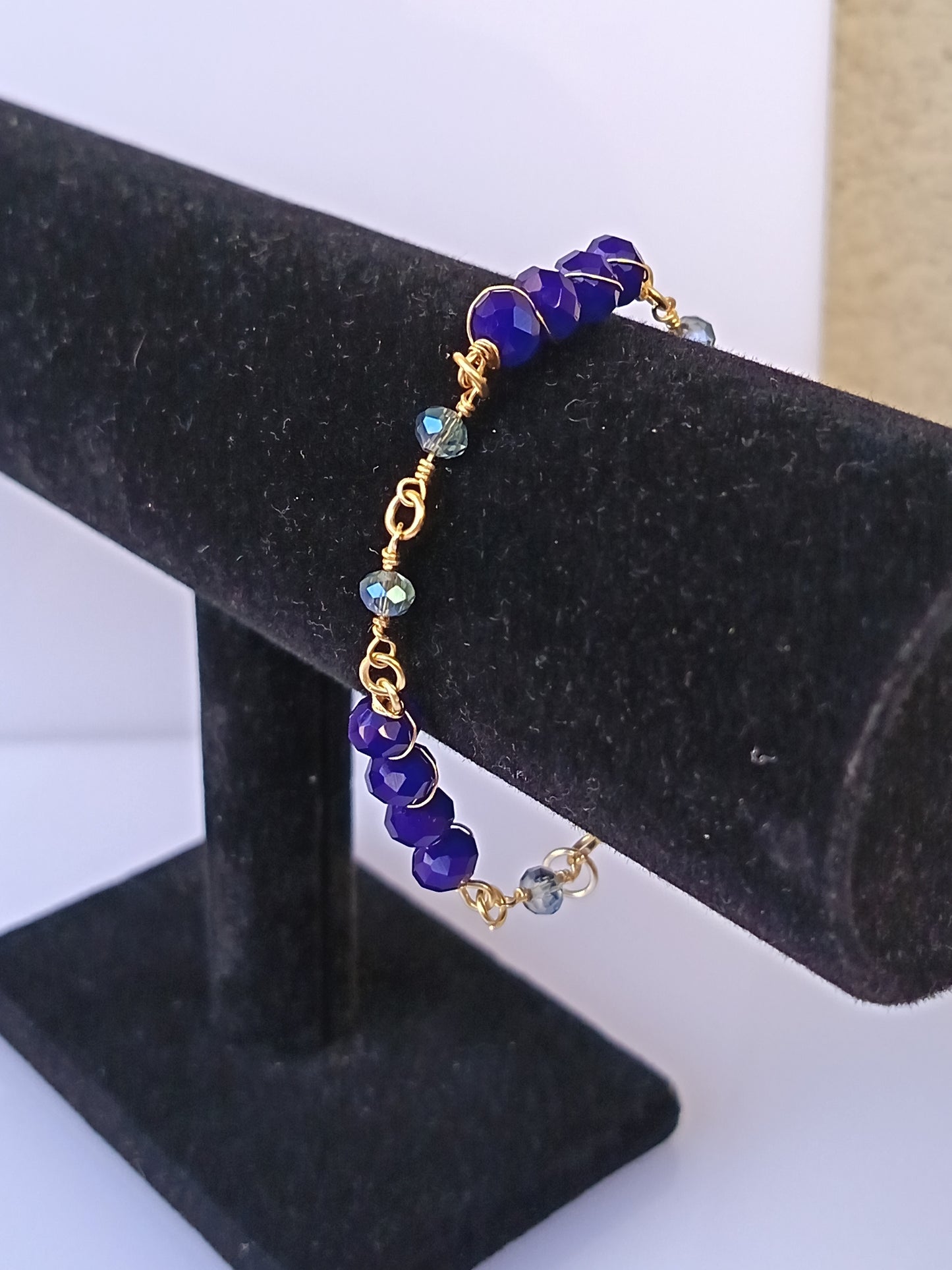 Pulsera nudo de cristales checos Azul