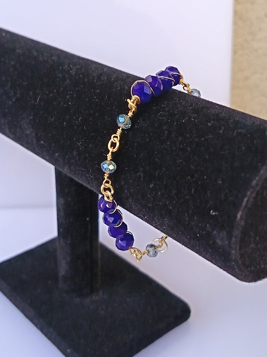 Pulsera nudo de cristales checos Azul