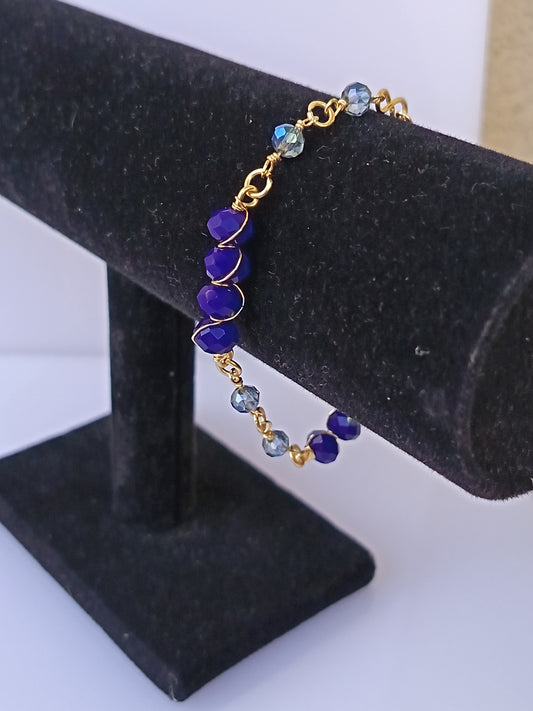 Pulsera nudo de cristales checos Azul