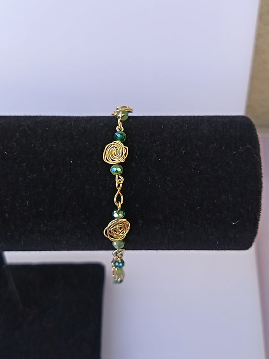 Pulsera nudo de rosas (verde)