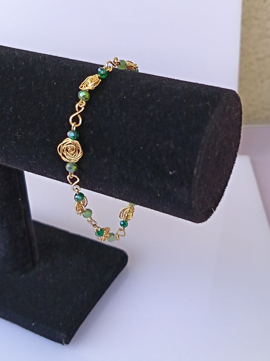 Pulsera nudo de rosas (verde)