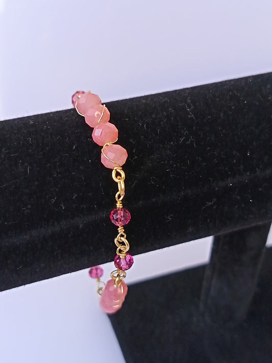 Pulsera nudo de cristales checos rosado