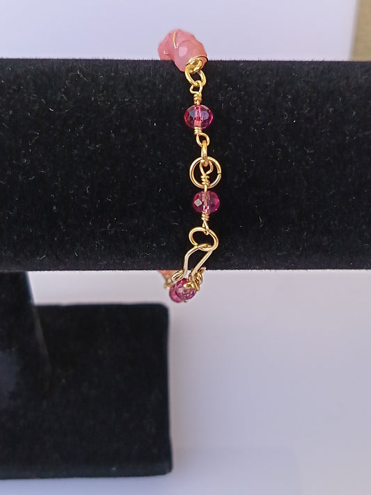Pulsera nudo de cristales checos rosado