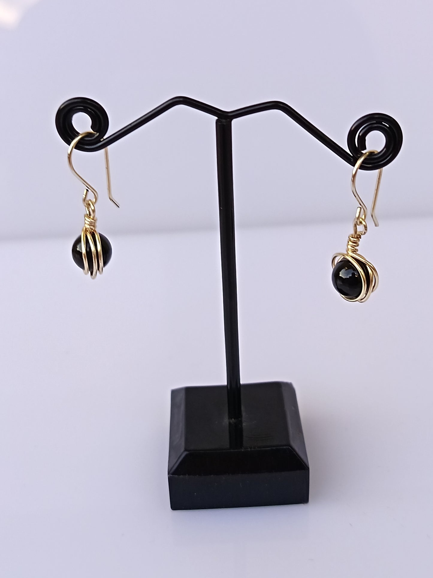 Aretes de piedra onix negro