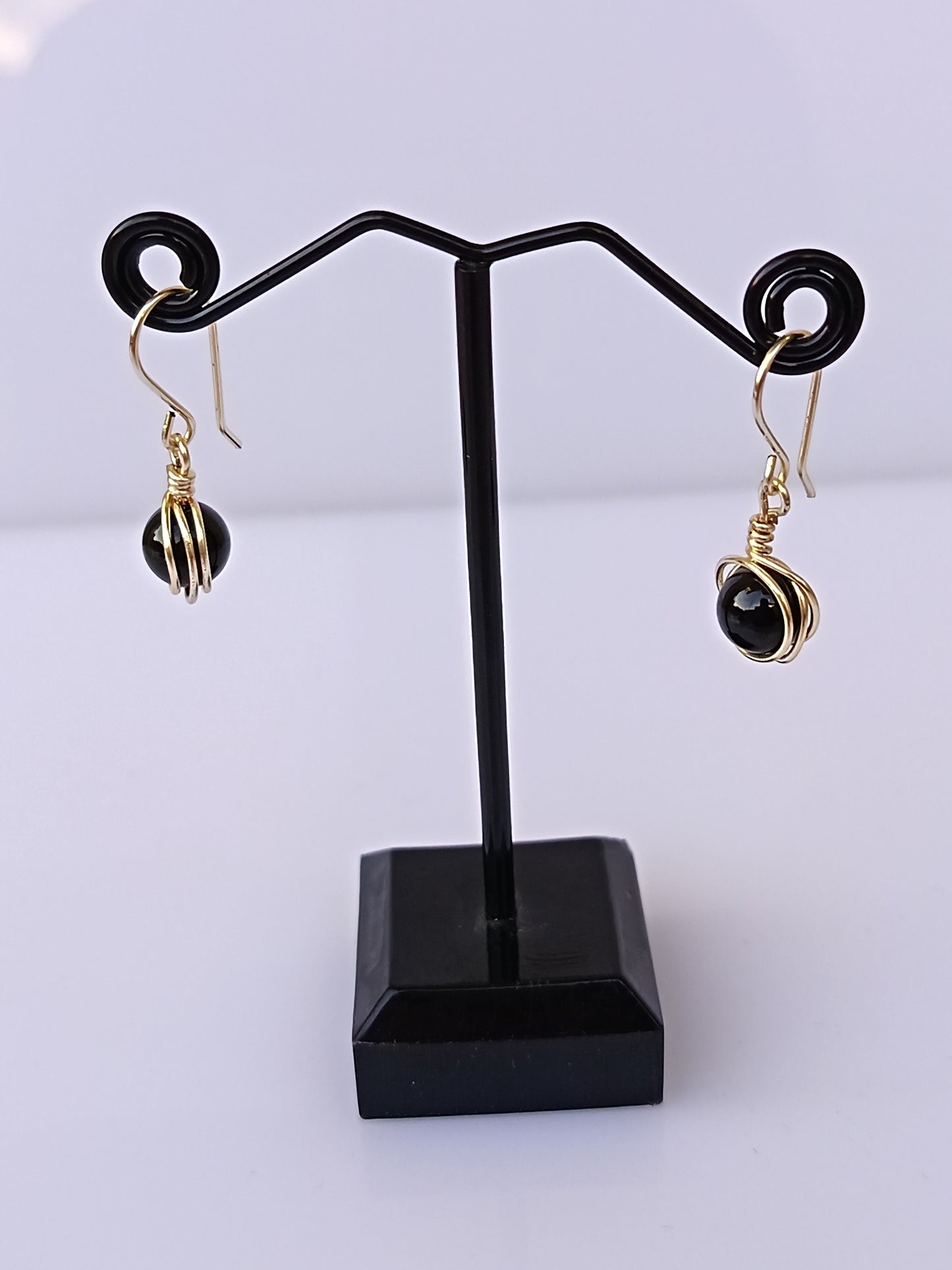 Aretes de piedra onix negro