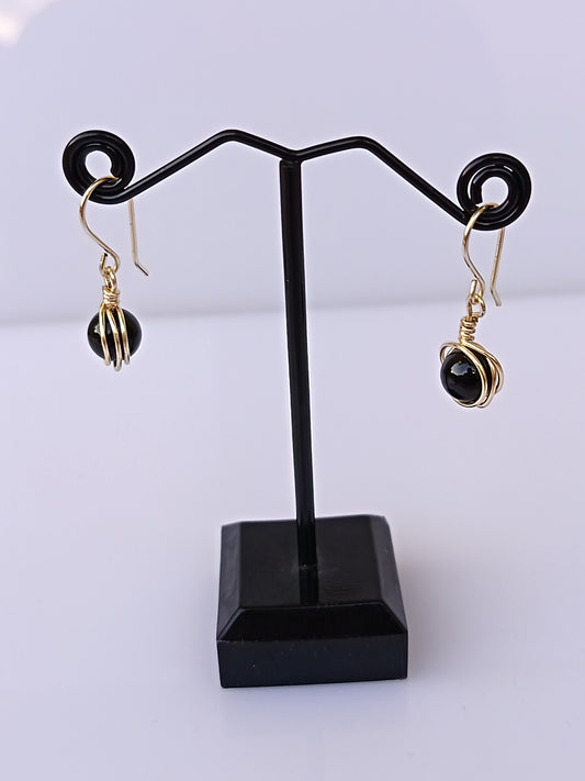 Aretes de piedra onix negro