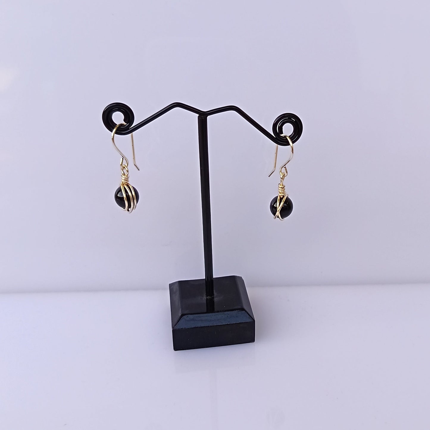 Aretes de piedra onix negro