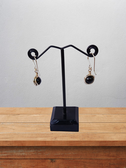 Aretes de piedra onix negro